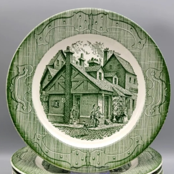 Vintage The Old Curiosity Shop By Charles Dickens Royal USA Co Green China Plate - Picture 1 of 6